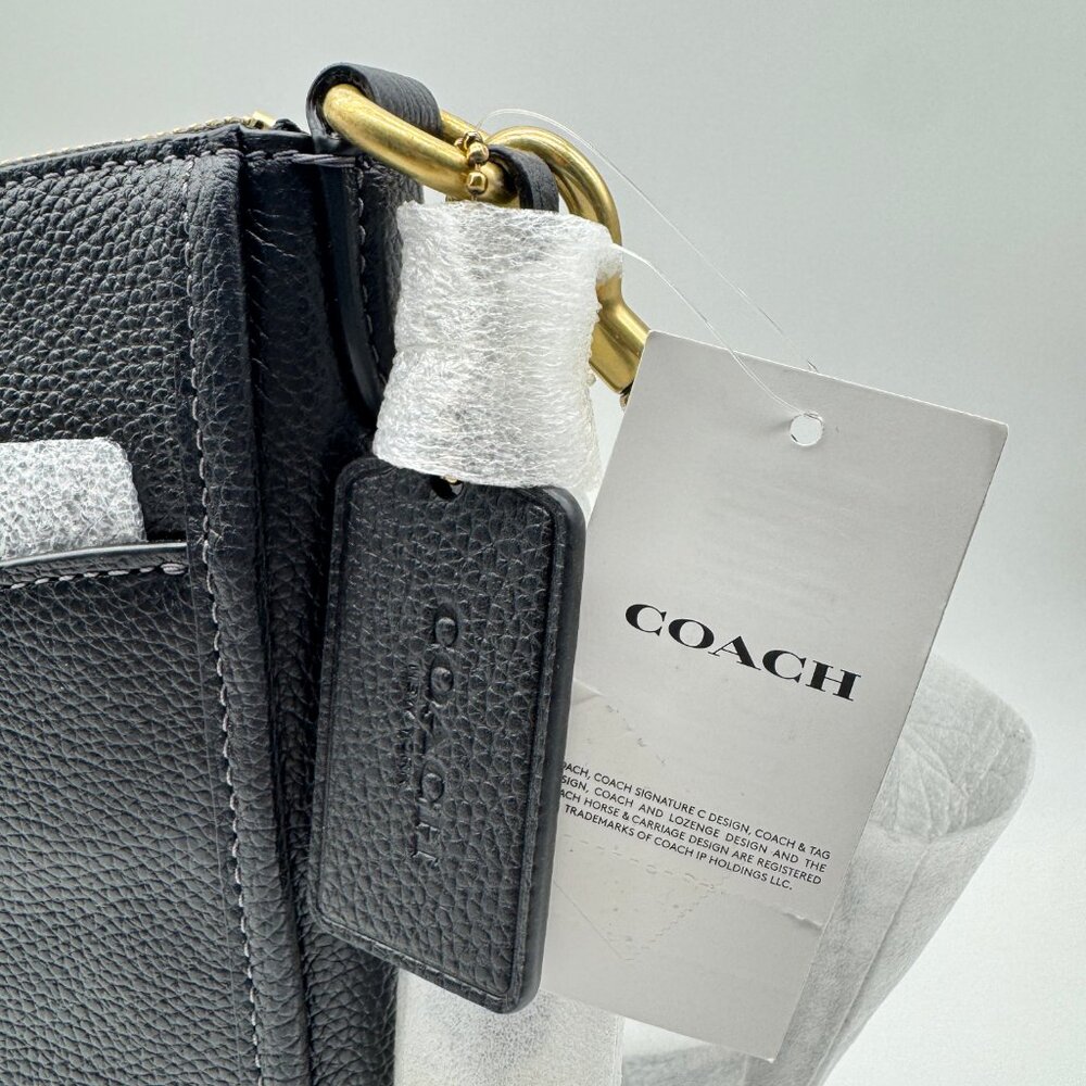 COACH Chaise pebbled leather women's large crossbody + Dust bag - BLACK - Picture 5 of 14